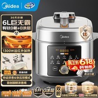 美的(Midea)电压力锅电高压锅有钛0氟0涂层双胆家用6升大容量高压电饭锅电饭煲煮饭锅沸腾浓香双模式政府补贴 升级有钛内胆 6L 【少盐提鲜 远红外加热 】