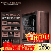 华硕锐龙9 新品 9950X3D2 图形工作站主机RTX5090/PRO 6000专业双显卡Ai大模型训练本地部署电脑台式机 9950X3D2+双卡PRO6000+192G丨十