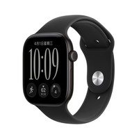 Apple/苹果 Watch Series 12 智能手表GPS款46毫米黑色铝金属表壳黑色运动型表带S/M MJFG4CH/B