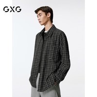 GXG男装长袖衬衫外套男士24年秋季新品 黑格 175/L