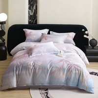 兰芮（Lanrui） 床上四件套纯棉60支新疆长绒棉亲肤裸睡全棉套件 P02竹之韵紫 1.5/1.8m床 床单款 （被套200*230cm）