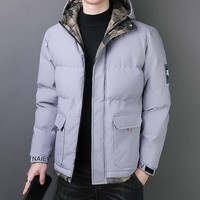 真维斯户外运动冬季加厚棉衣连帽休闲加绒棉服港风宽松休闲外套男 浅蓝色 XL