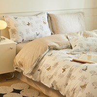 AIDLI 纯棉床上四件套40支纯棉 被套床单被罩床上用品双人全棉套件 蝶之恋 四件套 床单款 (被套200*230cm)