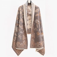 达芬奇密码女性保暖加厚大围巾办公室午睡披肩毛毯防寒节日送妈妈礼物 美人迟暮 浅咖