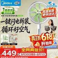 美的(Midea)【幸运草安睡2.0 Ultra】一键闪装/直流变频空气循环扇卧室静音家用语音遥控电风扇一级能效落地扇