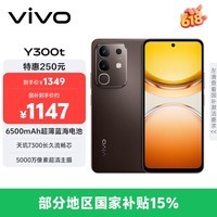 vivo Y300t 8GB+256GB 黑咖 国家补贴 6500mAh超薄蓝海电池 天玑7300长久流畅芯 全功能NFC AI手机