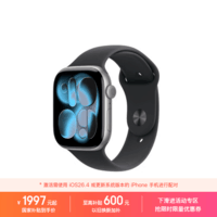 Apple/苹果 Watch S11 智能手表GPS款46毫米深空灰色铝金属表壳黑色运动型表带S/M MEVN4CH/B