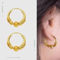 爆款国风轻奢幸运时尚百搭金色耳环小众设计显白优雅高端气质 2026爆款国风耳扣(送精美礼盒)