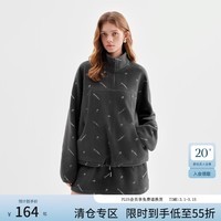 范思蓝恩趣味半高领半拉链宽松摇粒绒绒卫衣半身裙套装女42504370 深灰色卫衣 S