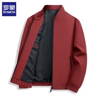 罗蒙（ROMON）夹克男外套春秋新款商务休闲保暖加棉厚款男士通勤茄克衫上衣 红色 单面款 2XL