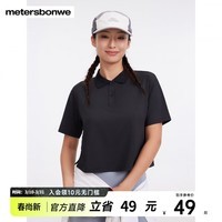 美特斯邦威（Meters Bonwe）短袖恤女士夏季新款简约翻领短款透气宽松polo衫女 影黑 M 160 84A