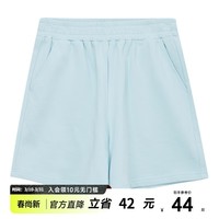 美特斯邦威(Meters Bonwe)针织短裤女百搭夏季松紧腰纯棉宽松净色裤子女 冰水蓝 L 165 68A