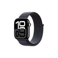 Apple Watch Series 10 智能手表42毫米亮黑色铝金属表壳浓墨色回环式表带【GPS款】联通补贴
