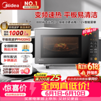 美的（Midea）M3升级款 家用变频微波炉平板式易清洁 800W微波速热智能菜单 钻石背板 微晶面板加热20L（PM20M2