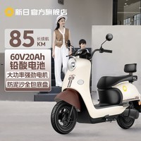 新日电动车60V铅酸电池电动车代步电摩1200W大动力电动摩托车电瓶车丽曼5.0 本彩浅米白/本彩烟灰绿