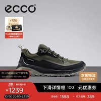 爱步（ECCO）运动鞋男 缓震户外休闲登山徒步鞋 奥途824254 黑色/军绿色40