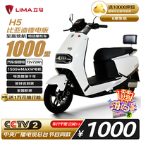 立马电动摩托车【央视推荐】H5千里马高速续航207公里72V72AH比亚迪汽车级锂电池电动车 梦幻白
