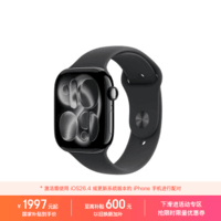 Apple/苹果 Watch S11 智能手表GPS款46毫米亮黑色铝金属表壳黑色运动型表带S/M MEVG4CH/B