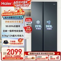 海尔(Haier)【一级双变频+双循环】616升双开门对开门风冷无霜黑金净化超大容量家用电冰箱以旧换新国家补贴 616L大容量+黑金净化+精控多路送风