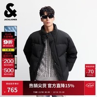 杰克·琼斯（JACK&JONES）男装25年冬季严寒羽绒服男士加厚短款无帽立领宽松潮流鸭绒服外套 E40黑色 M （175）