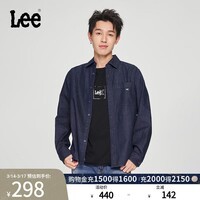 Lee标准版翻领经典工装设计男士长袖牛仔衬衫日常休闲潮流LMT009 清水洗 M