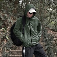 拓路者（Pioneer Camp）户外防晒衣男夏季新款凉感皮肤衣钓鱼防晒服连帽外套防小雨薄款 军绿(upf50+) M