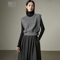 晚白【新品】2026春款法式慵懒风上衣舒适百搭格雷灰气质针织马甲女 灰色 L