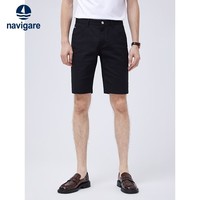 纳维凯尔意大利小帆船短裤男士透气夏季裤棉氨舒适五分裤休闲半截裤 黑 36