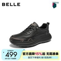 百丽（Belle）厚底增高健步鞋男冬新商场同款户外休闲运动鞋8XP01DM5 黑单里（低帮） 41 (255mm)