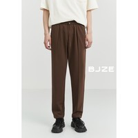 伯爵卓尔定织面膜裤休闲裤男士垂感九分薄款锥形裤子 可可色（针织华夫格） 30