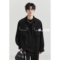 伯爵卓尔【新复古回潮】定织撞色贡针压线夹克外套男2024秋季新款 B431659 漆黑 2XL