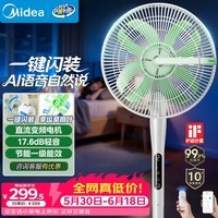美的(Midea)幸运草安睡风扇家用电风扇直流变频落地扇 WiFi智控循环风扇1级能效遥控转页扇 语音智控 一键闪装·SDJ30JL