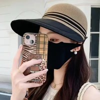 【2026新款高品质】加长帽檐网顶春夏时尚百搭遮阳户外旅游防晒帽 卡其色【帽子+防风绳】