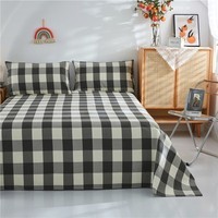 多兰诗（Duolanshi）原棉老粗布床单单件 可机洗水洗加厚被单四季床单 灰格 230cm*120cm 【0.9米床】床单单件