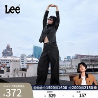 Lee【张凌赫代言】舒适五袋款黑灰色女高腰宽松阔腿牛仔裤A08975 黑灰色 26