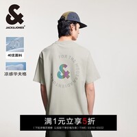杰克·琼斯（JACK&JONES）26年男装短袖t恤男夏季【凉感】重磅华夫格宽松潮流镭射反光半袖 C57矿物灰 常规 M 175