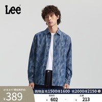 Lee舒适版翻领小Logo徽标提花深蓝男长袖牛仔衬衫潮LMT010829209 深蓝色 M