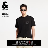杰克·琼斯（JACK&JONES）男装夏季新款logo胶印日常休闲百搭直筒圆领短袖T恤22520 S03黑色 M （175）