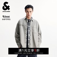 杰克·琼斯(JACK&JONES)商场同款男装春季字母水洗宽松翻领牛仔衬衫外套男衬衣225362008 A16深灰牛仔 常规 M