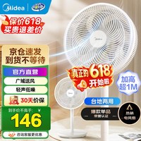 美的（Midea）电风扇家用7叶落地扇摇头电风扇循卧室宿舍轻音风扇 白色丨7叶台地两用