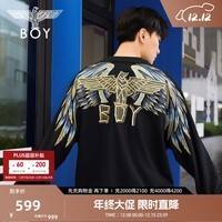 BOY LONDON【孔雀之翎】秋宽松潮牌圆领套头情侣风刺绣卫衣N03009 蓝色 L