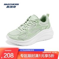 斯凯奇（Skechers）糕糕鞋丨春夏新款增高舒适透气时尚潮流轻便透气休闲 薄荷绿/SAGE 37