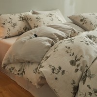 AIDLI床上四件套A类全棉双层纱纯棉新疆棉被套床单被罩双人套件 晨光 1.5/1.8m床 床单款 被套200*230cm