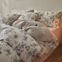 AIDLI床上四件套A类全棉双层纱纯棉新疆棉被套床单被罩双人套件 芙丽 1.5/1.8m床 床单款 被套200*230cm