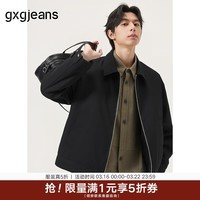 gxgjeans男装 黑色基础宽松行政夹克翻领夹克外套男 25年秋新品 黑色00 L (175)