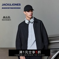 杰克·琼斯（JACK&JONES）AT系列男生春季翻领宽松夹克新款经典黑色百搭外套225321061 E43纯黑色 L （180）