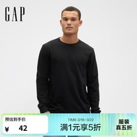 盖璞男女装春款基础款纯棉圆领常规长袖T恤上衣美版795651 黑色 M 美码 L亚洲码180/96A