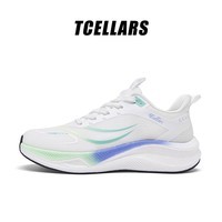 Tcellars超音速 男鞋运动鞋春夏新款入门跑鞋软底透气轻弹缓震碳板跑步鞋 白月蓝 36