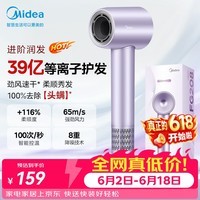 美的(Midea)高速护发吹风机 39亿等离子护发电吹风 大功率速干 家用负离子吹风筒FG208紫 节日礼物 价保618