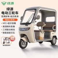 绿源D21带棚电动三轮车家用双排铅酸电瓶车老年人代步车电动车智能车 边界灰/蓝牙音响/倒车影像 裸车款-不含电池-不含充电器
